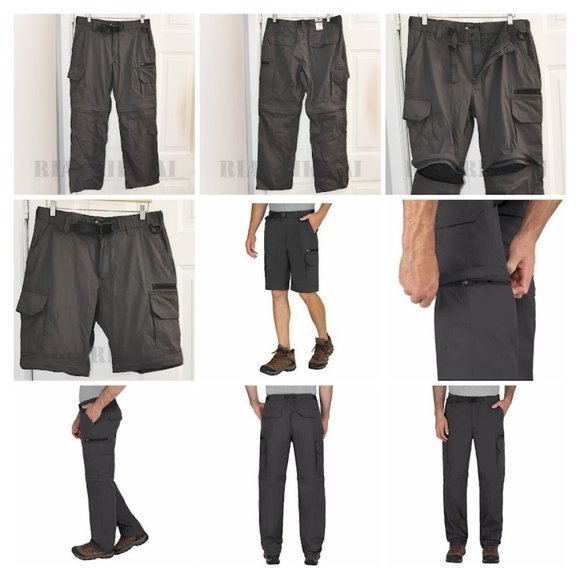 GRAY ( Charcoal ) Men's Convertible Pants BC Clothing - Picture 1 of 13